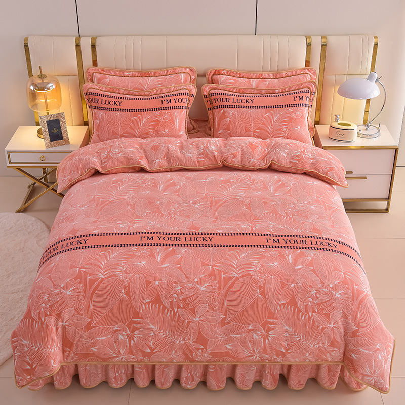 【人气爆款】保暖牛奶绒四件套双人加厚加绒床品套件不掉毛不起球