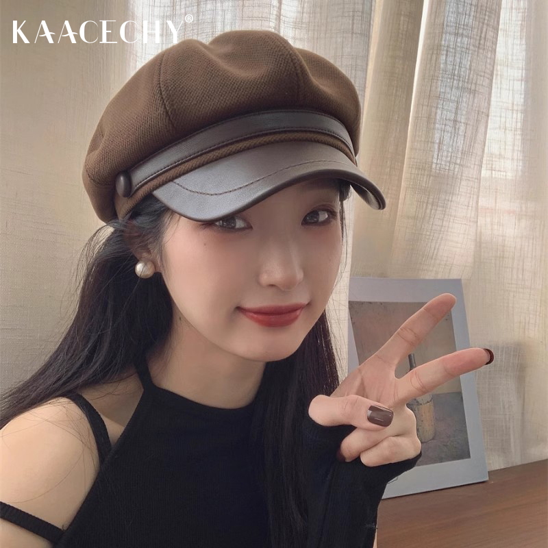 毛呢贝雷帽子女款2025秋冬新款韩系甜美时尚复古鸭舌八角报童帽