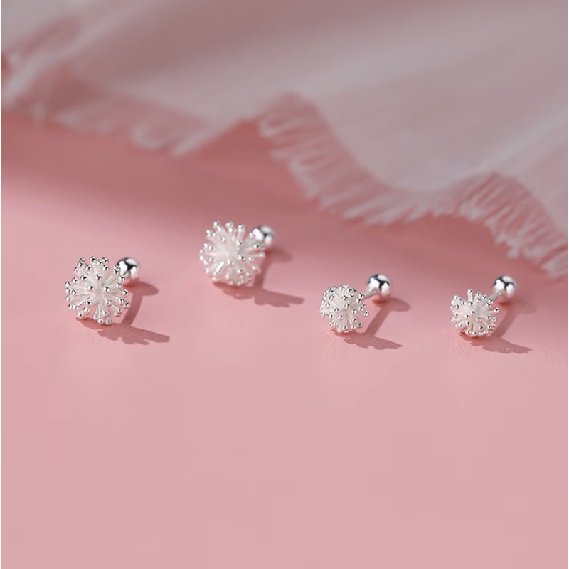 足银耳饰 999纯银蒲公英耳钉小众清新耳坠经典甜美纯银耳饰银耳钉