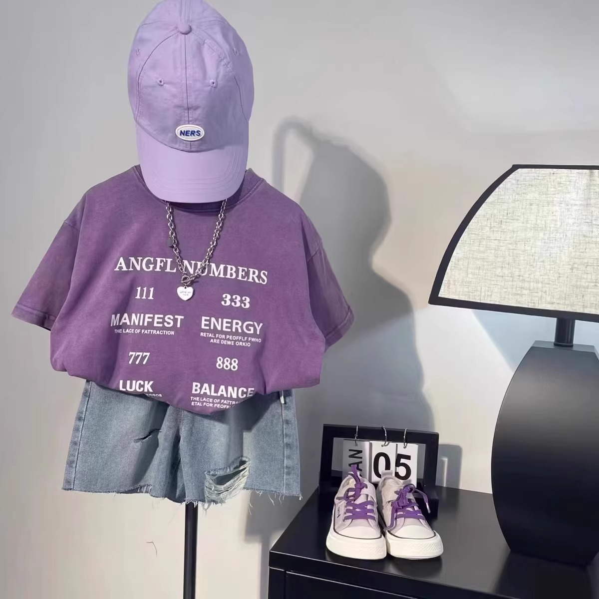 儿童短袖t恤男小童紫色时髦半袖上衣洋气韩版新款男女童夏装百搭