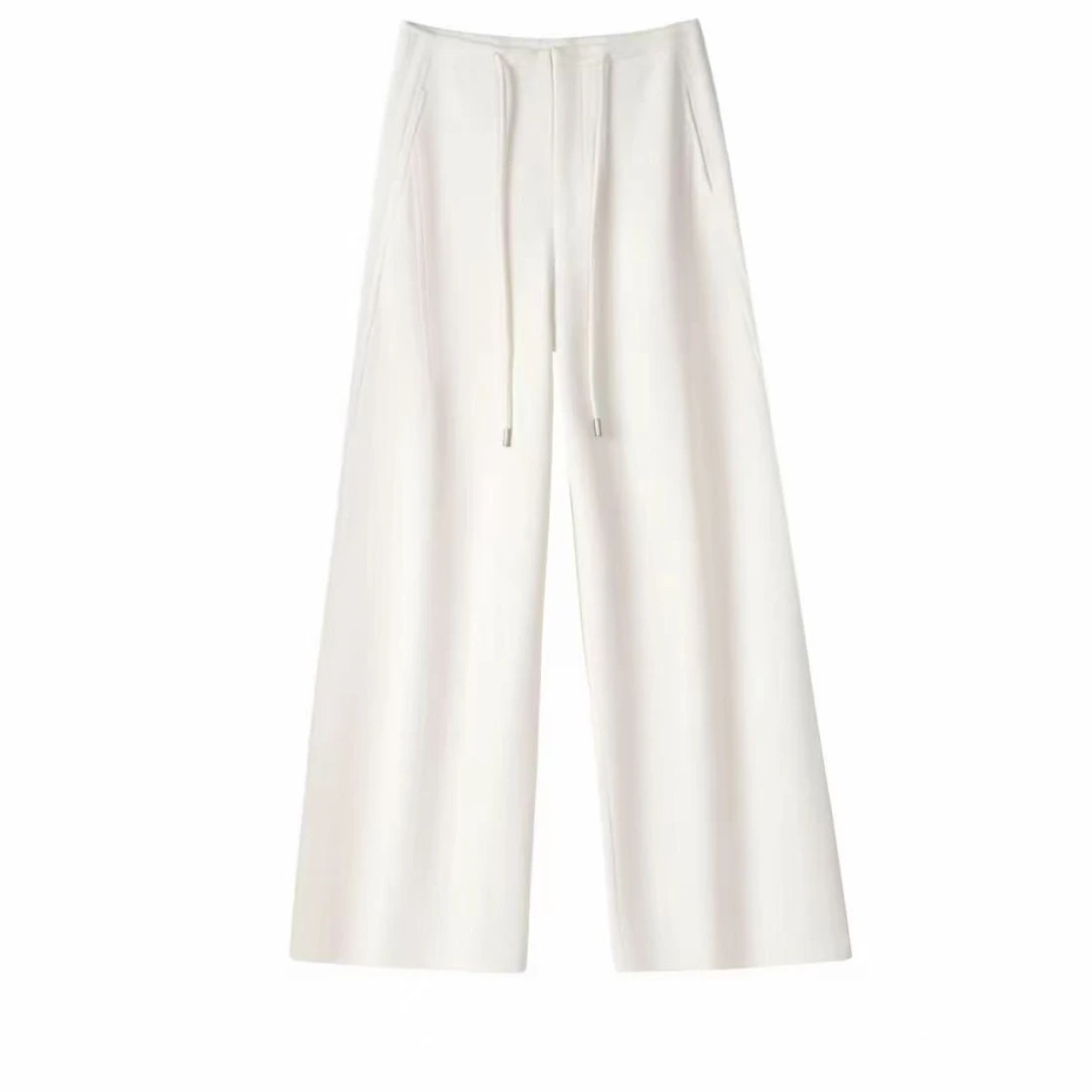 MDI冬款羊毛时尚百搭休闲宽松直筒裤显瘦小弯刀裤阔腿裤白色高腰