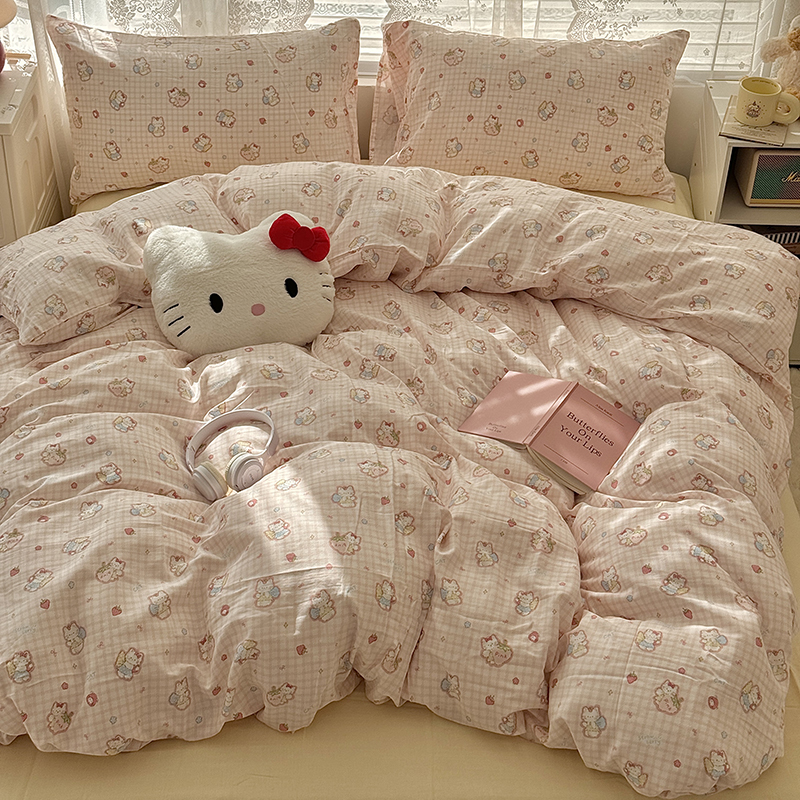 2025新款全棉双层纱碎花四件套床单床笠床上用品被罩床品公主风
