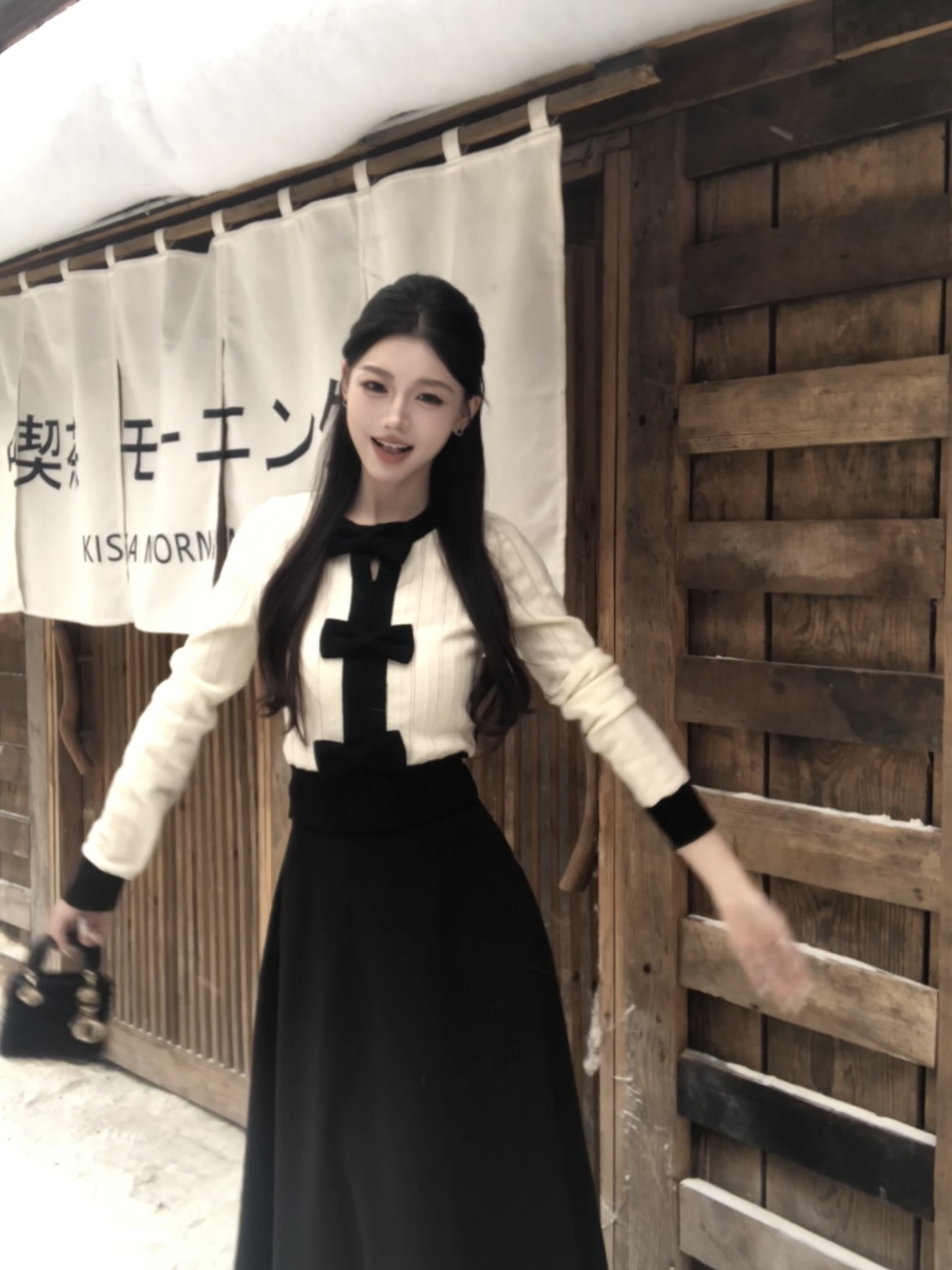 春日部【南法千金】轻奢气质法式小香风温柔修身撞色针织衫01258