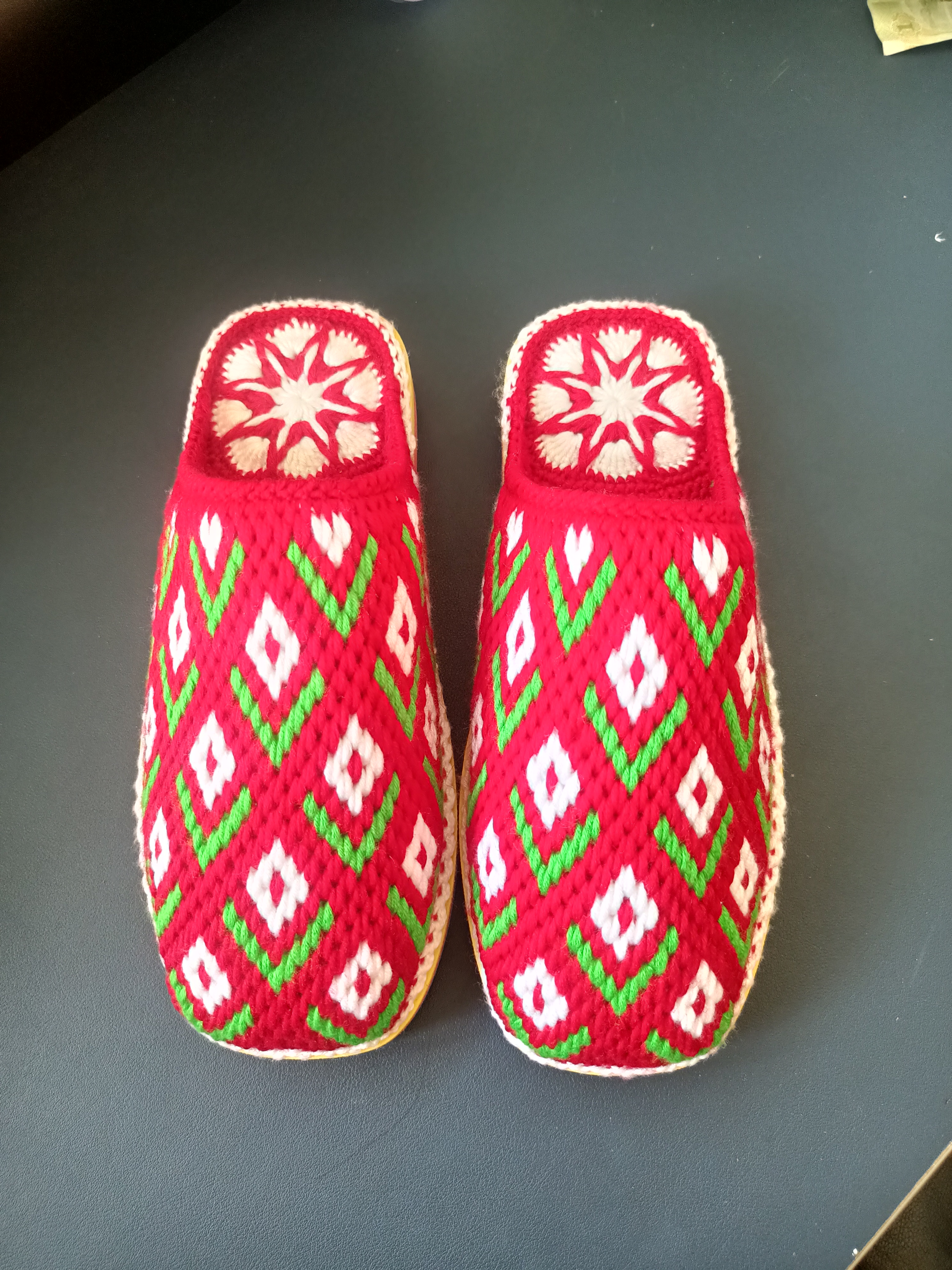 手工钩织毛线拖鞋成品防滑耐磨