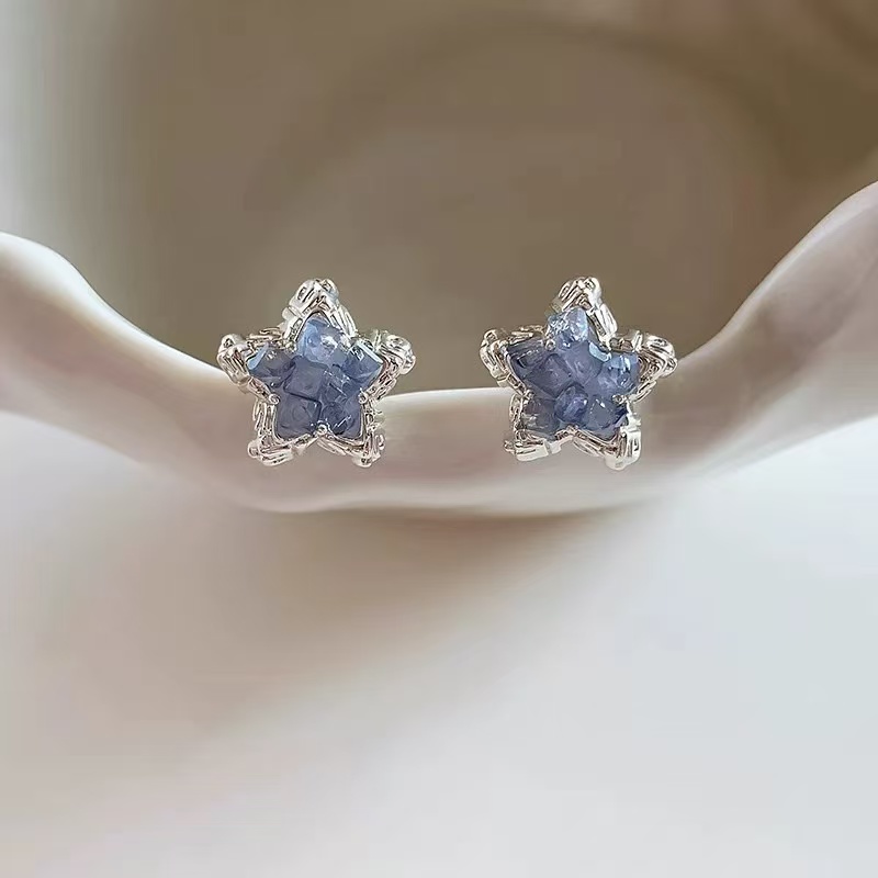 925银针超闪蓝色海星耳钉女耳环2026新款爆款高级感独特耳饰品