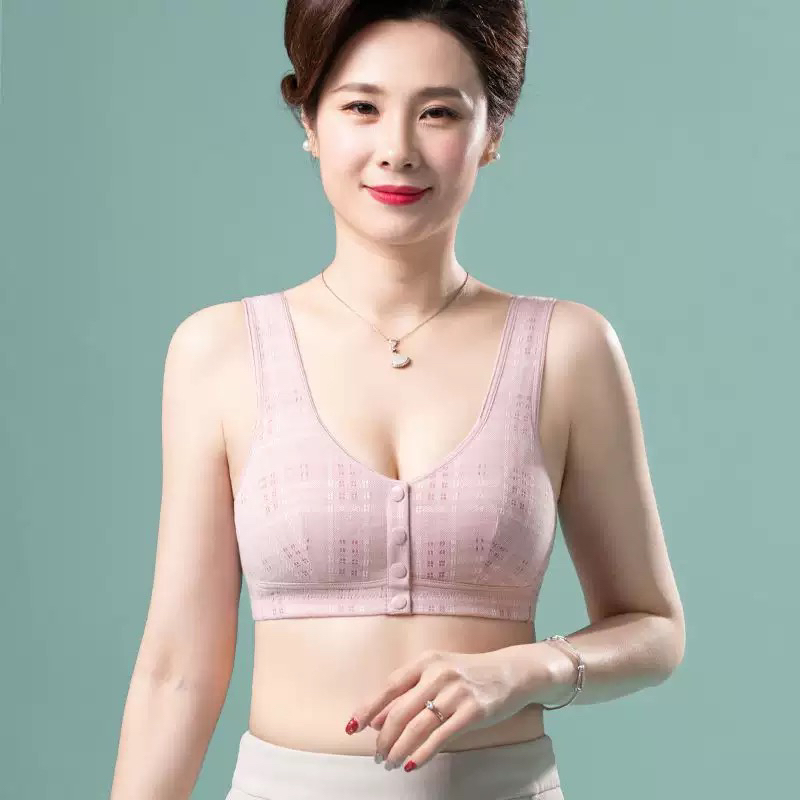 莫代尔妈妈前扣背心超好穿大码内衣2件装文胸老年人