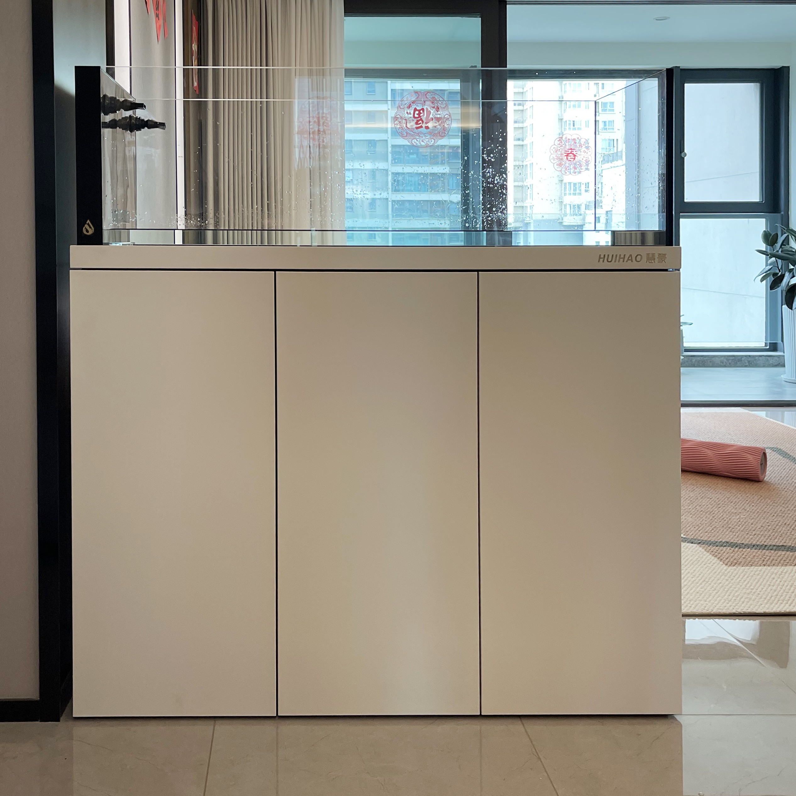 极窄溢流溪流缸超白玻璃干湿分离底部过滤客厅原生水草造景水族箱