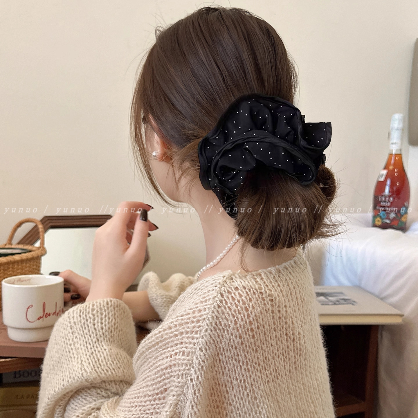 韩系百搭波点大肠发圈女款2025新款头绳扎马尾不伤发头花气质发绳