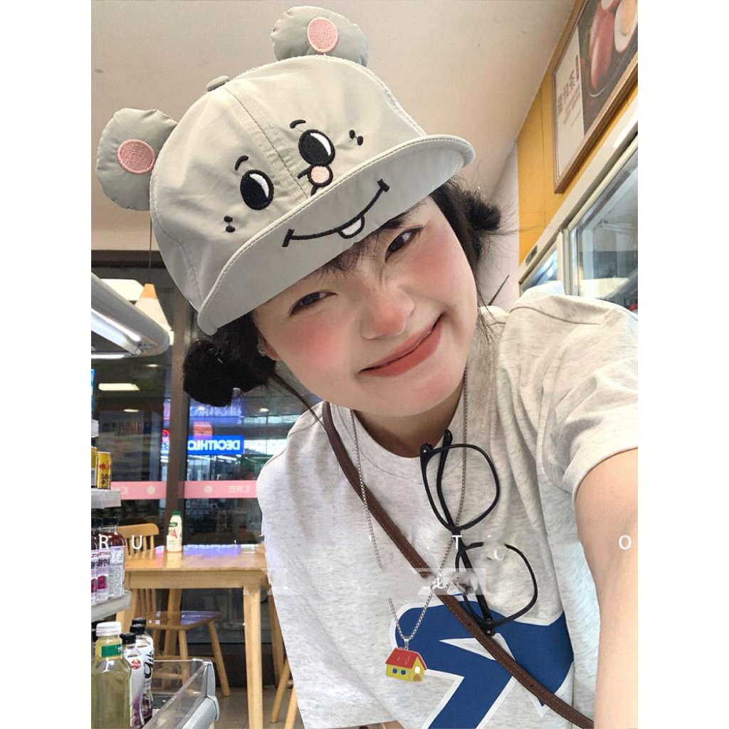 原创版！灰耗子大老鼠耳朵翻檐鸭舌帽春夏搞怪卡通透气棒球帽百搭