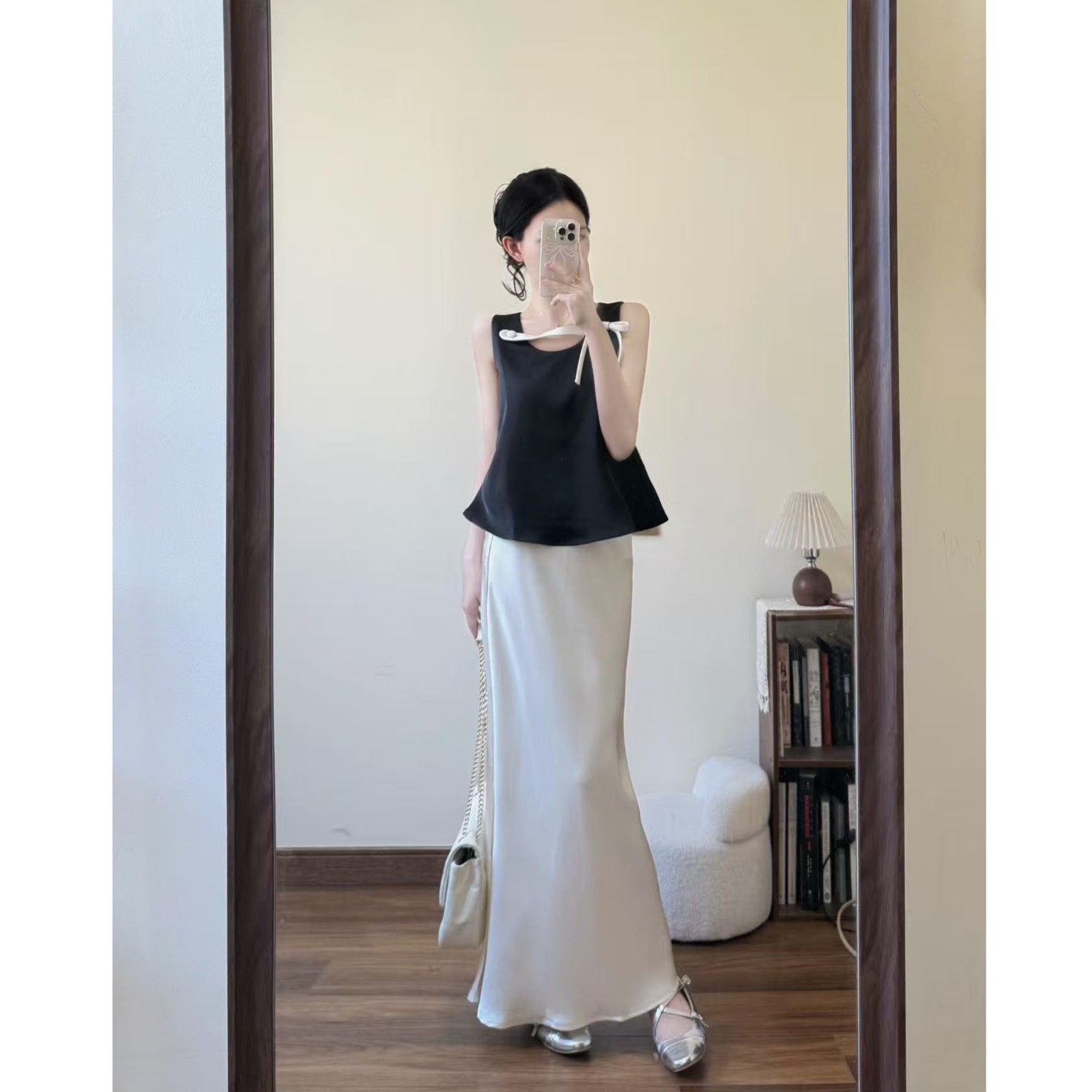 2025秋季新款修身显瘦休闲百搭无袖上衣气质时尚高腰A字半身长裙
