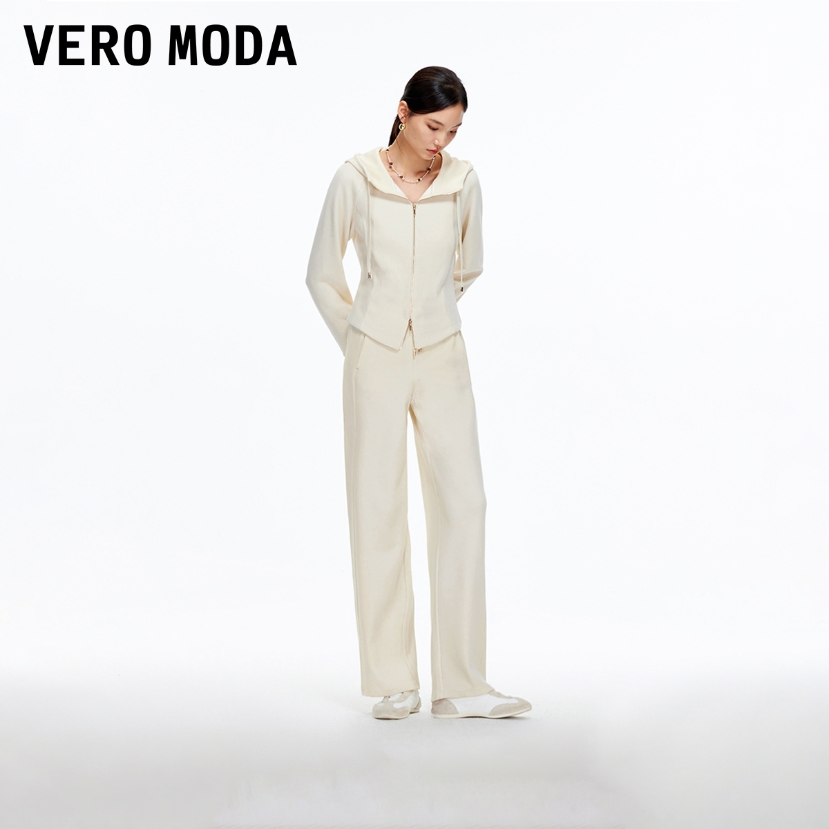 Vero Moda休闲裤25冬季新款高腰松紧腰头直筒裤休闲通勤时尚百搭