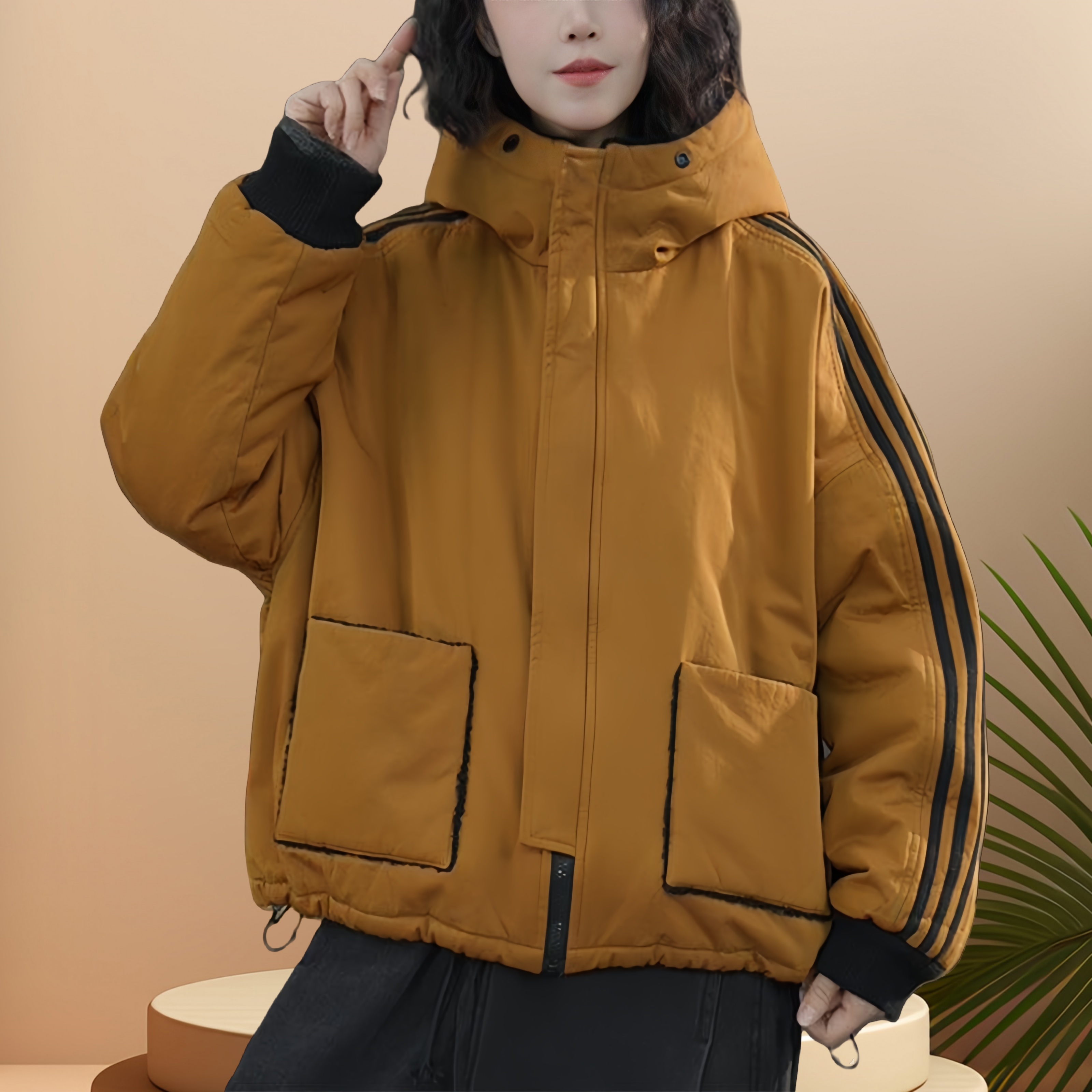 加棉保暖连帽棉衣外套女2026冬季新款宽松显瘦休闲百搭两面穿棉服