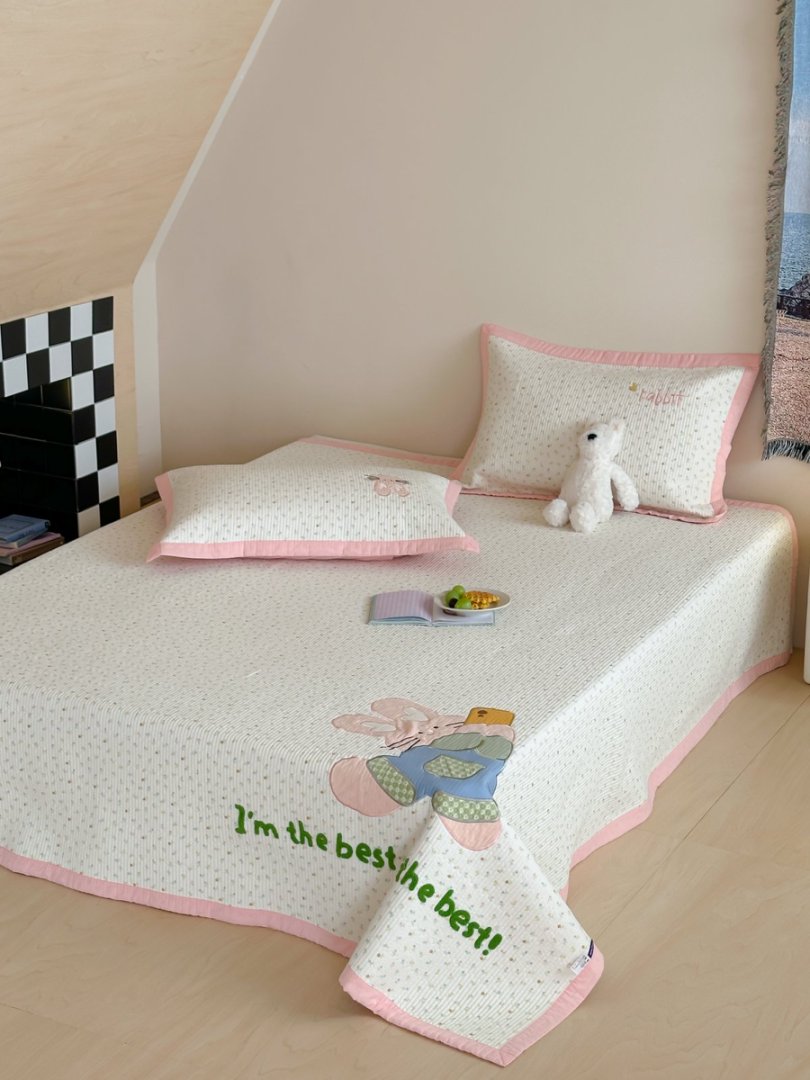 【被子同款床盖】A类母婴级全棉卡通贴布绣绗缝床盖三件套可机洗