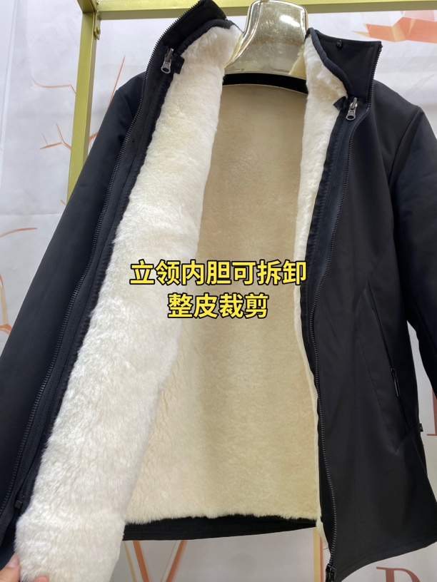 立领内胆可拆卸整皮裁剪男女同款中老年保暖加厚抗寒外套
