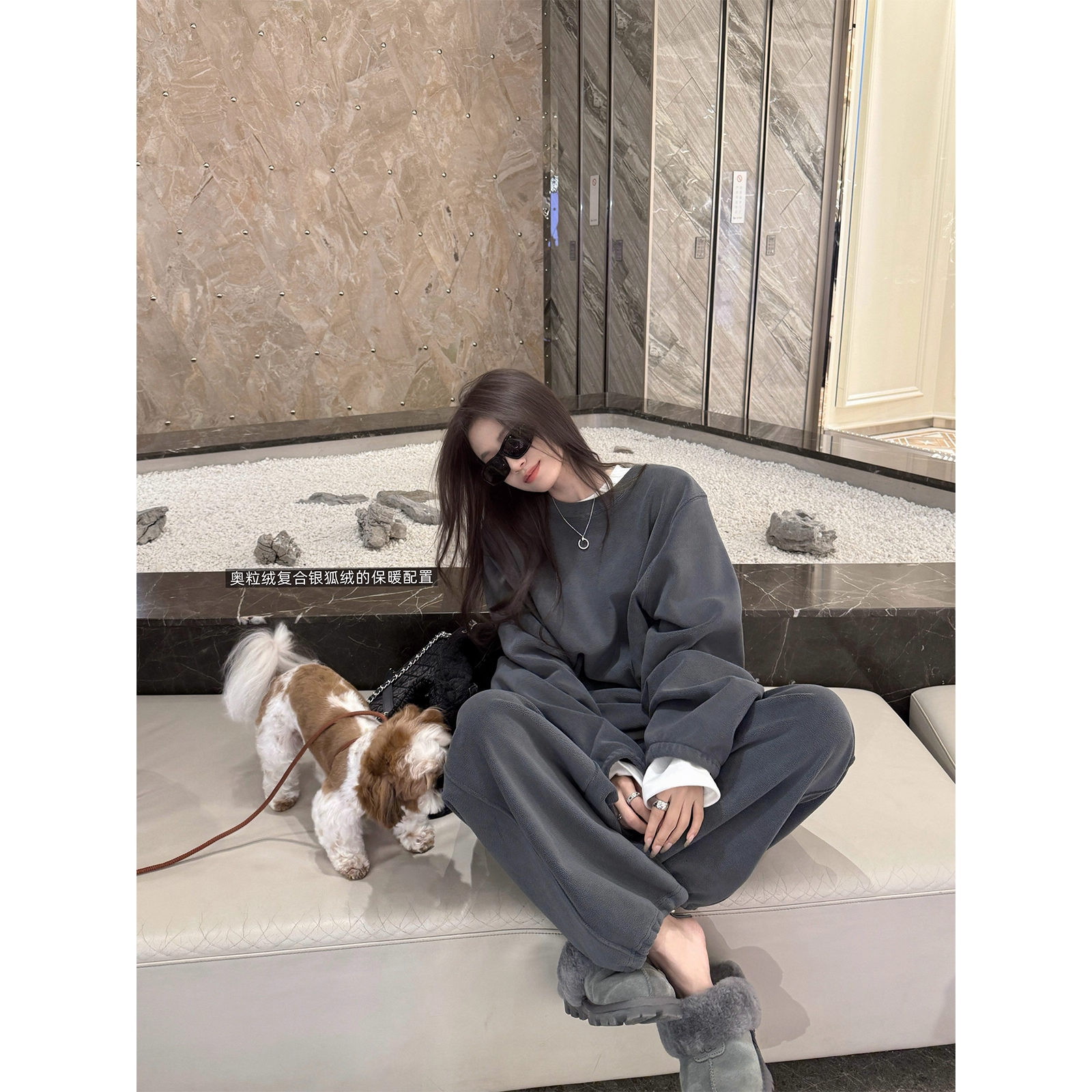 VUMP Lazying 慵懒奥粒绒复合银狐绒保暖松弛卫衣卫裤套装秋冬季