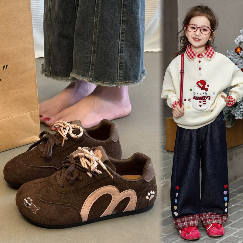 女童运动鞋2025秋季新款多巴胺软底德训鞋儿童冬季加绒二棉阿甘鞋