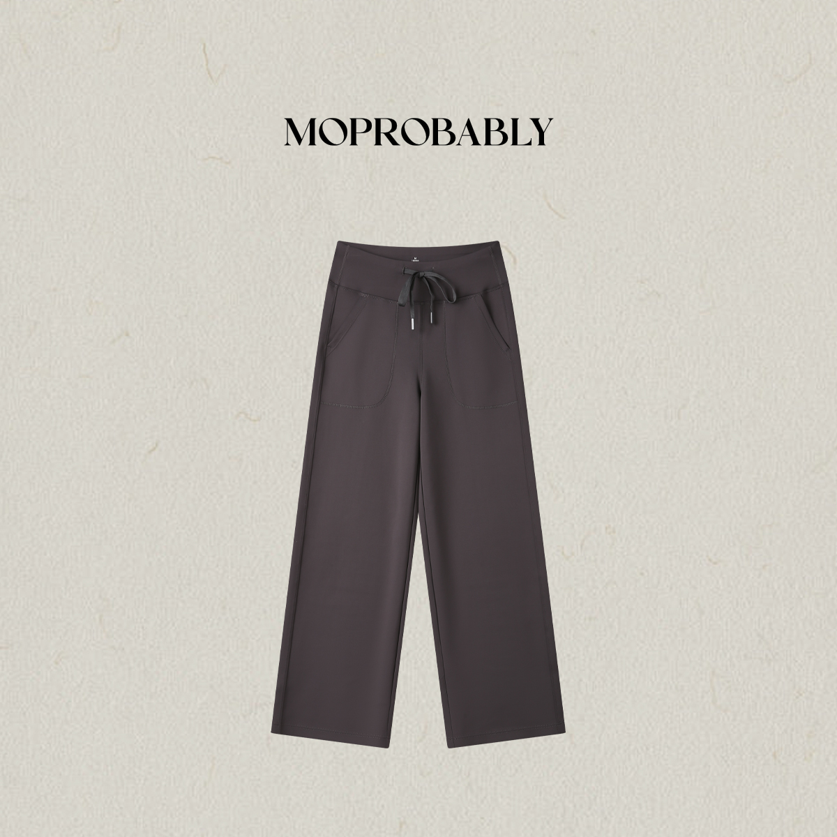 Moprobably李予诺「隐舒」简约系带松紧腰前口袋直筒休闲裤L5351014
