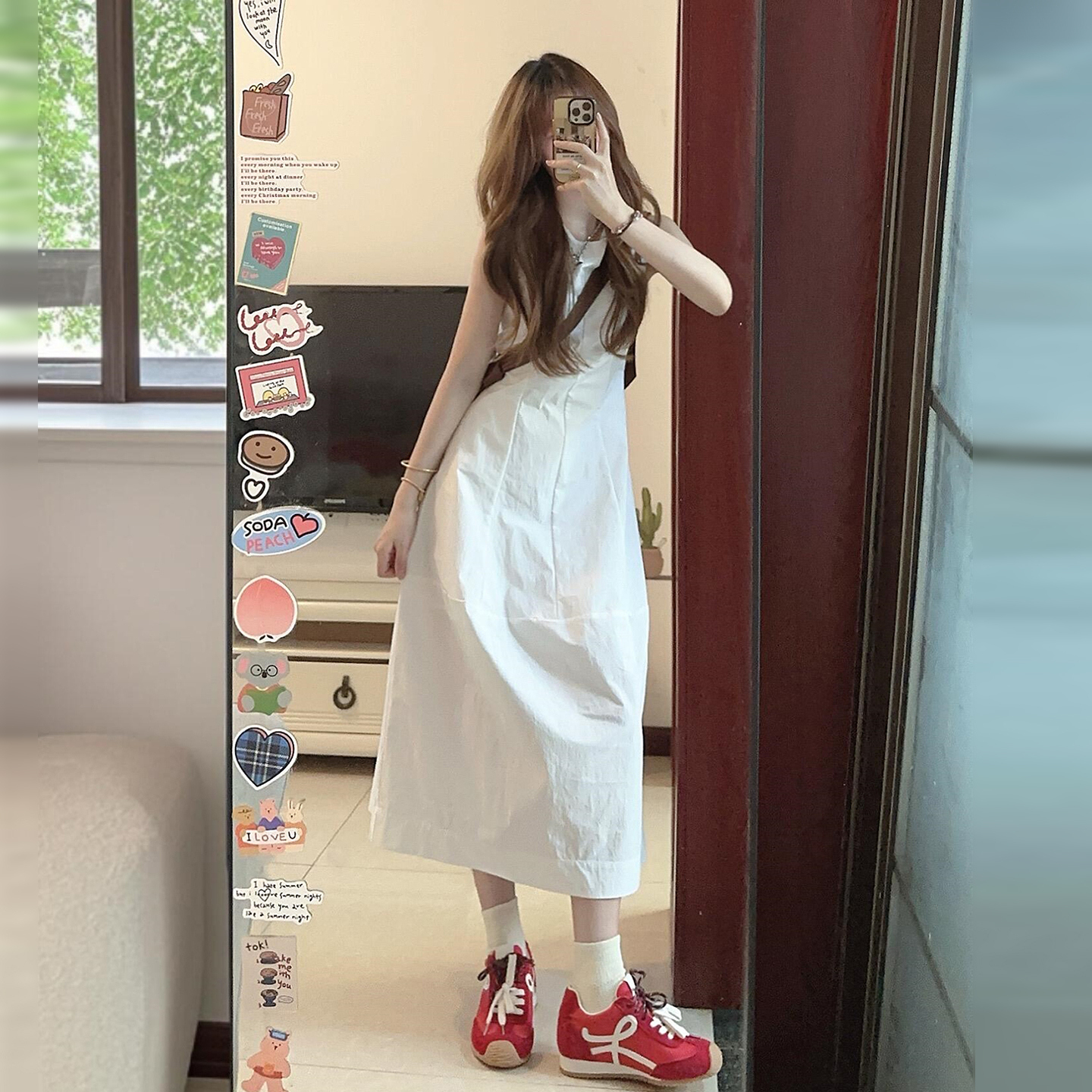 度假风白色无袖背心连衣裙子女夏季2025新款法式绝美气质夏日长裙