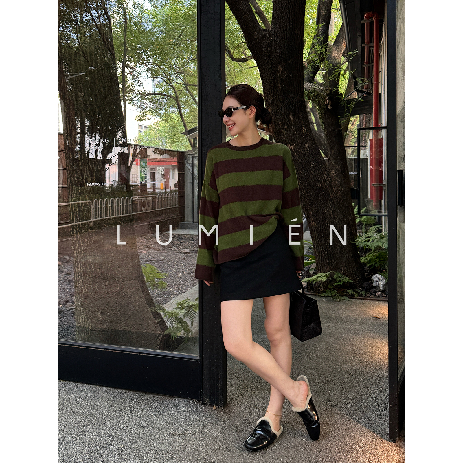 【LUMIEN 新品】时髦简约ROW风A字短款高腰桑蚕丝半裙女LX5KQQ321
