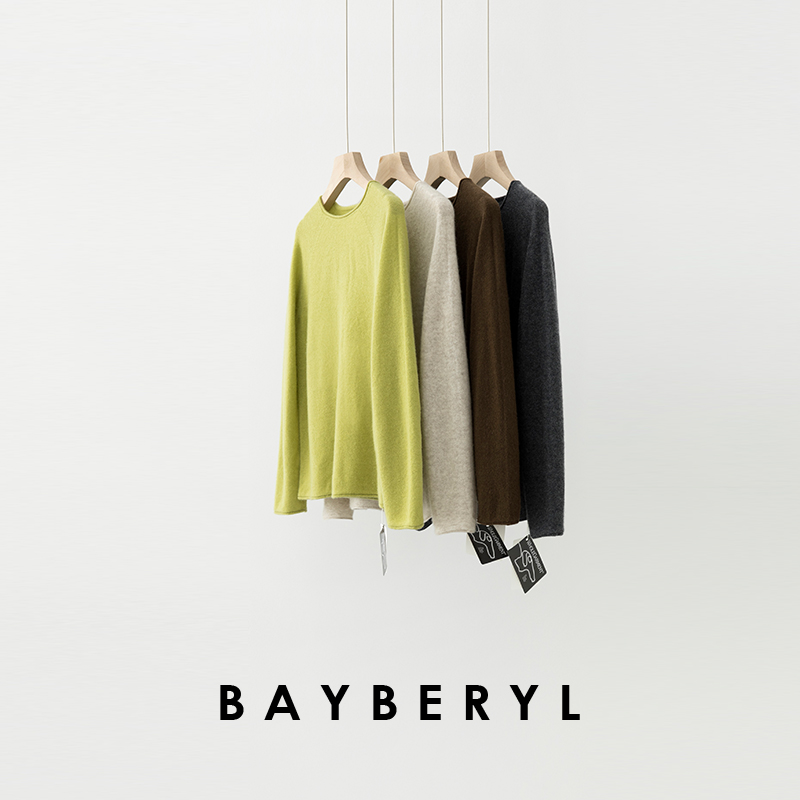 FF-BAYBERYL老贝无缝一体*柔软卷边圆领羊绒秋针织衫ZZS5H1801