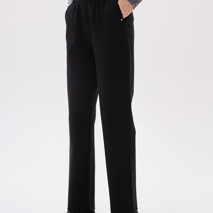 老美华冬季女士直筒黑色裤子434224012