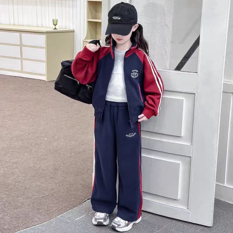 2025秋季儿童韩版中大童宽松外套套装时尚休闲百搭