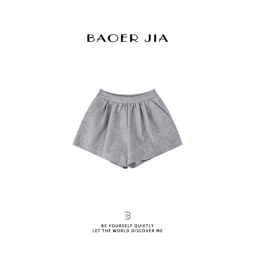 40-【绵羊毛短裤】宝儿家含幂BB25625410冬季舒适百搭针织阔腿短裤