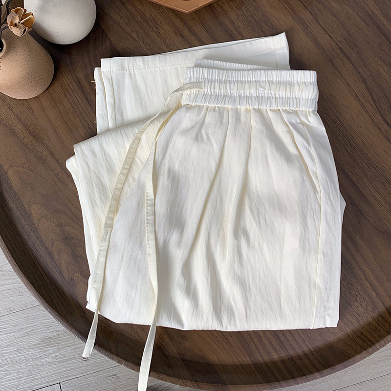 杏色冰丝山本裤小个子女2025夏季薄款窄版直筒裤防晒凉凉阔腿裤子