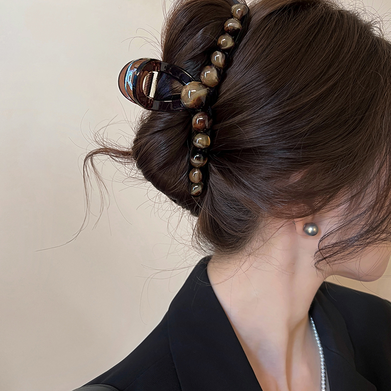 高级感抓夹渐变圆珠鲨鱼夹大号发夹女2025新款上班族发抓高端头饰