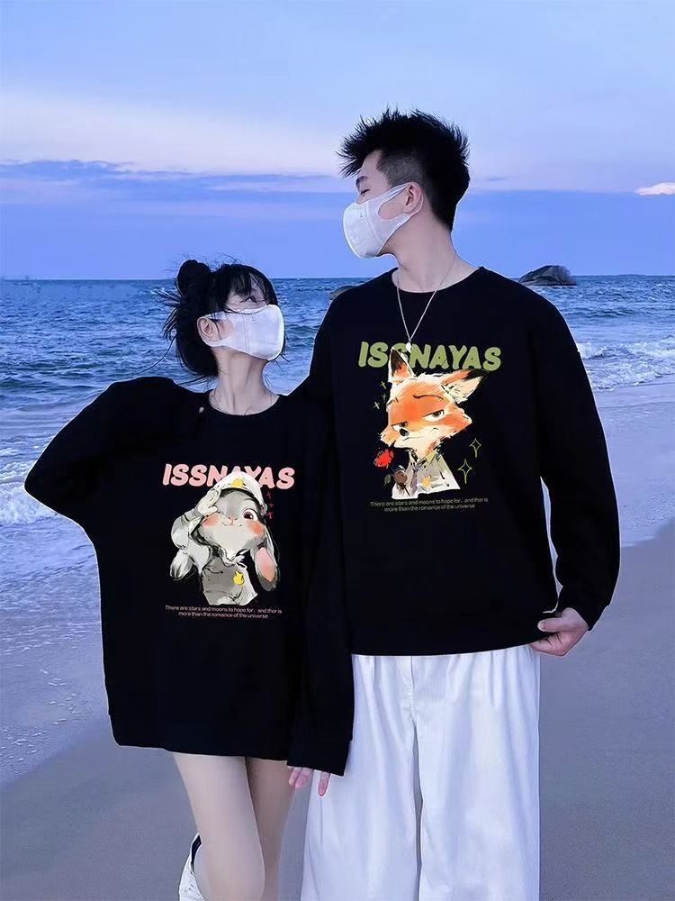 【两件装】情侣装卫衣2025秋新款兔子狐狸潮流宽松百搭设计感上衣