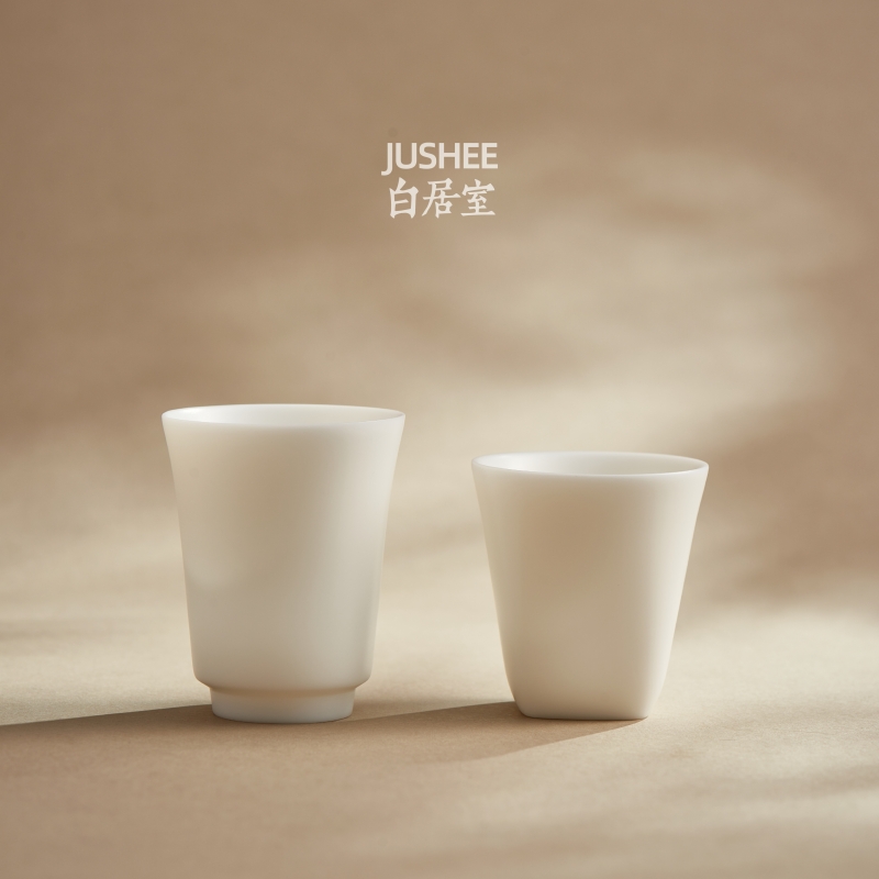 白居室陶瓷小茶杯素烧羊脂玉德化白瓷家用主人杯功夫茶杯单品茗杯