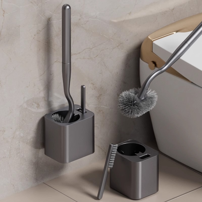 枪灰色马桶刷免打孔厕所刷子家用长手柄清洁套装卫生间洗马桶神器