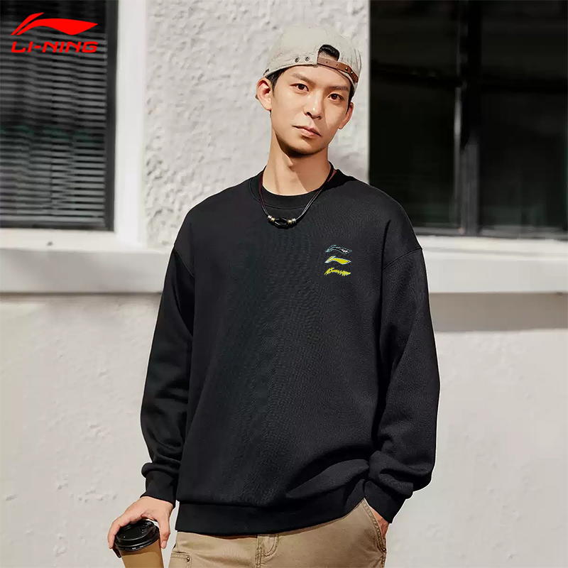 李宁卫衣男女同款秋冬新款情侣装长袖圆领宽松舒适百搭上衣运动服