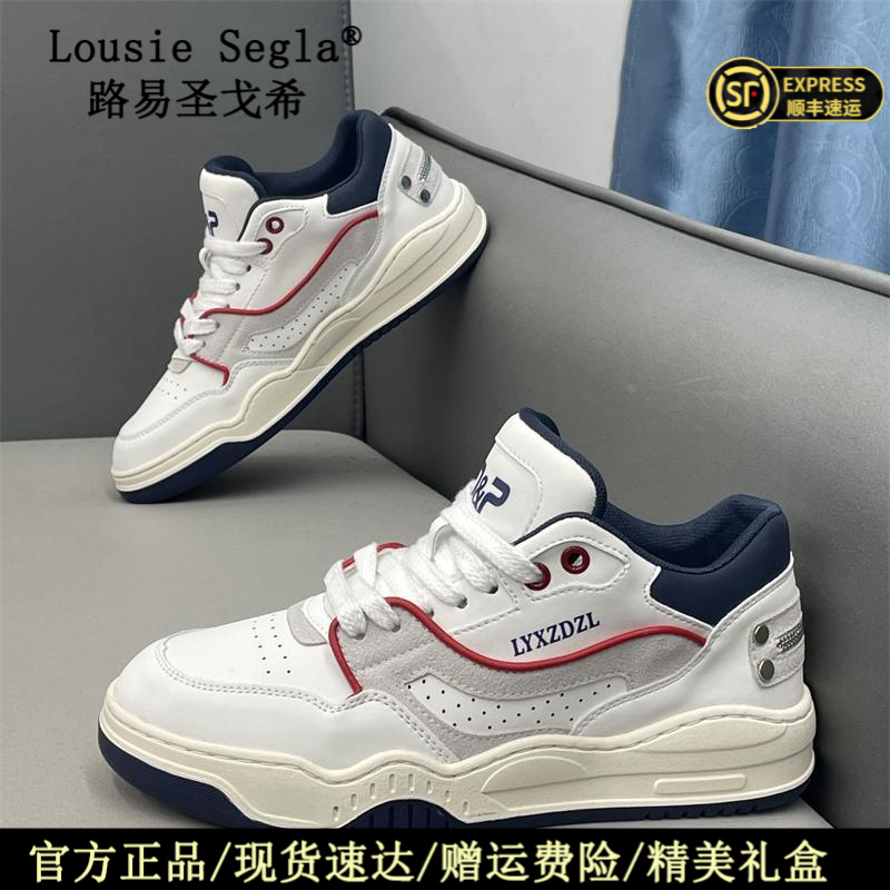 路易圣戈希秋季新款鞋子男款皮面软底高帮休闲板鞋时尚百搭休闲鞋