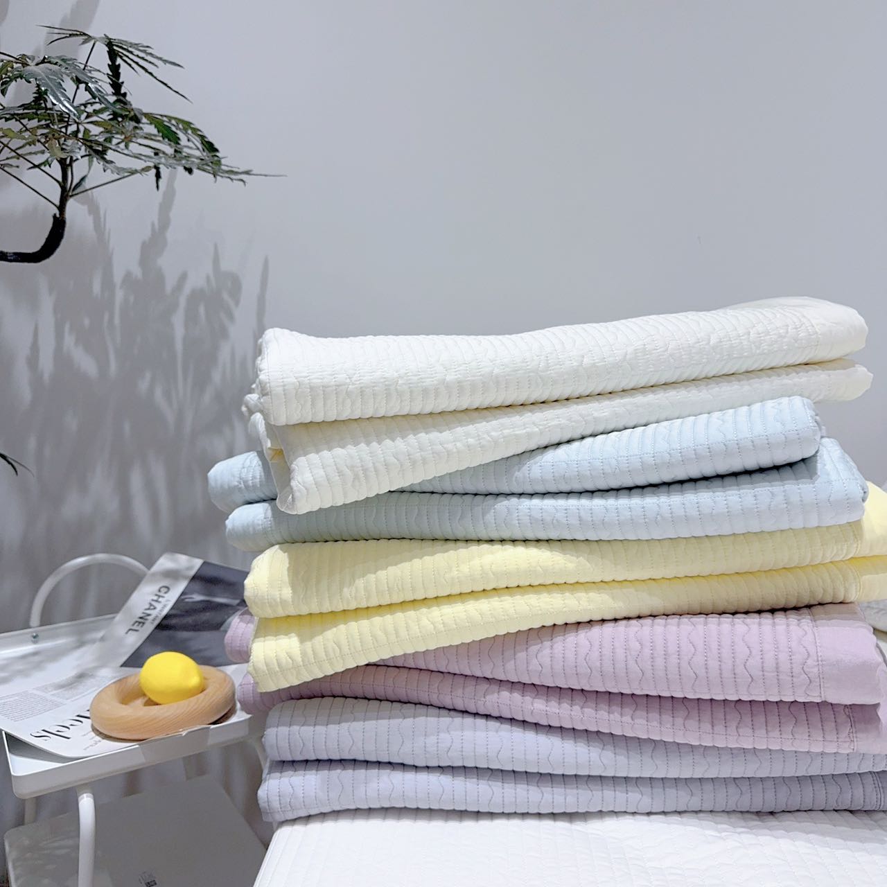 【花溪家小波浪】轻奢简约莫代尔床盖 纯色 双面 绗缝 多功能 凉感