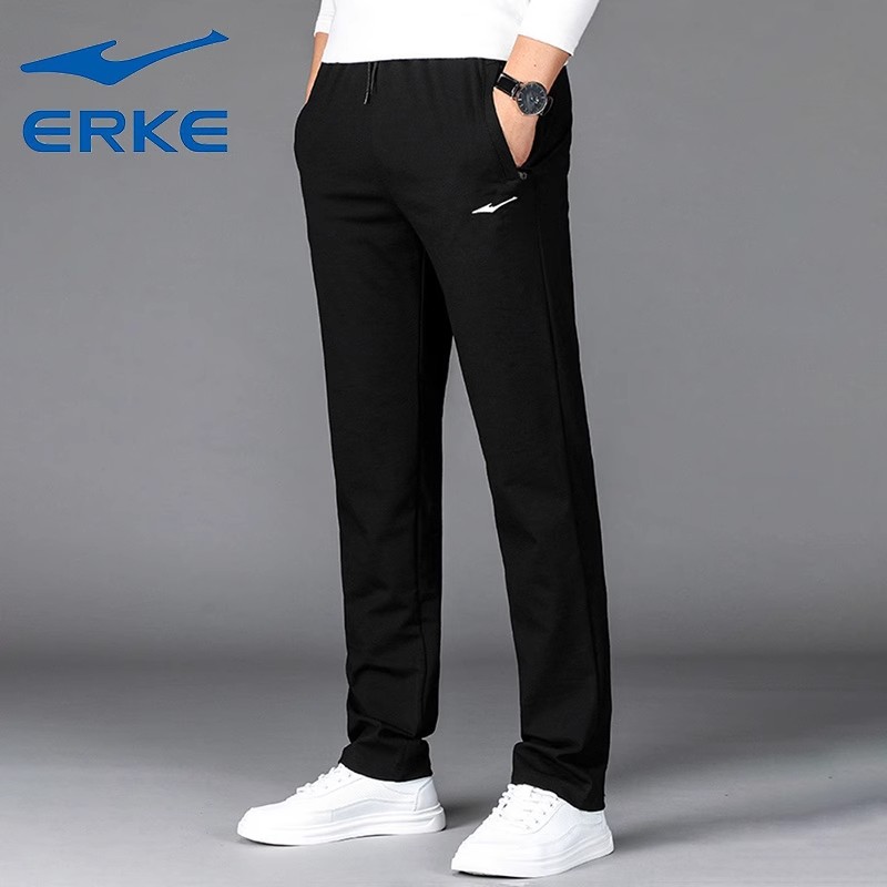 鸿星尔克男士直筒运动长裤秋冬新款加绒针织宽松锻炼跑步抗皱卫裤