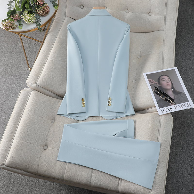 浅蓝色西装套装女2025新款职业装气质女神范高级感主持人正装西服