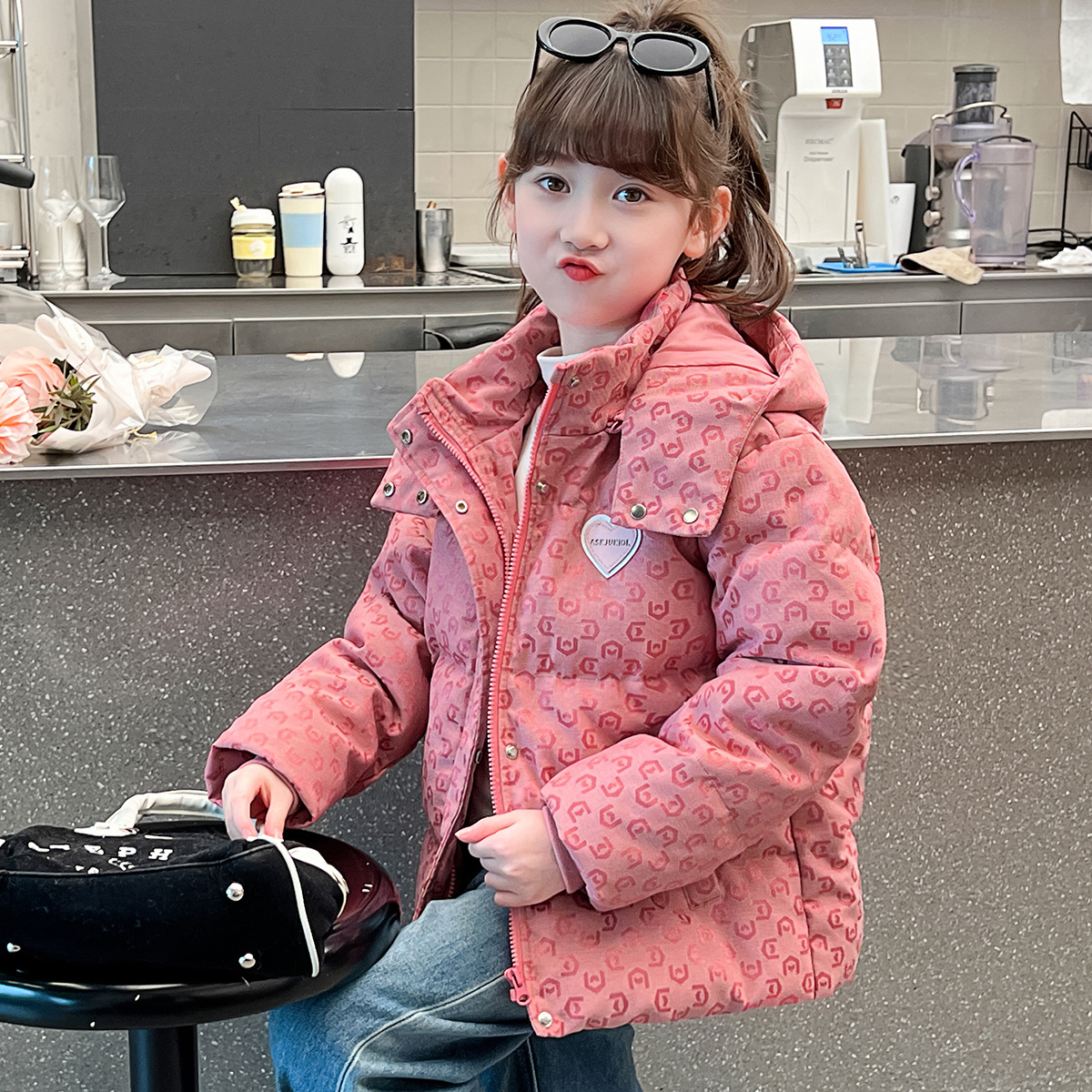 童泰INS女童棉服冬装2025新款洋气儿童加厚羽绒棉衣大童女孩短款