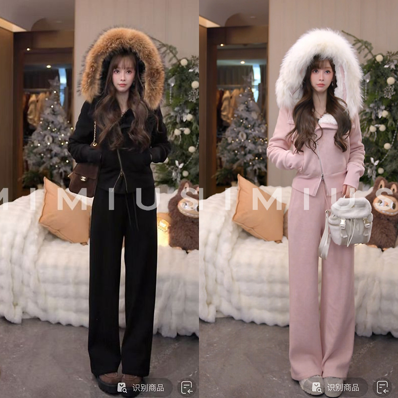 【mimius】P 套装 超大真毛领可拆加超厚绒毛毛保暖上衣+长裤G11261