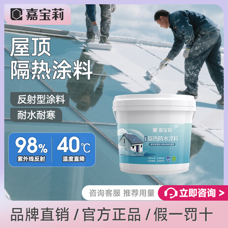嘉宝莉屋面隔热防水涂料金属铁皮楼顶防晒耐高温材料水性防水漆