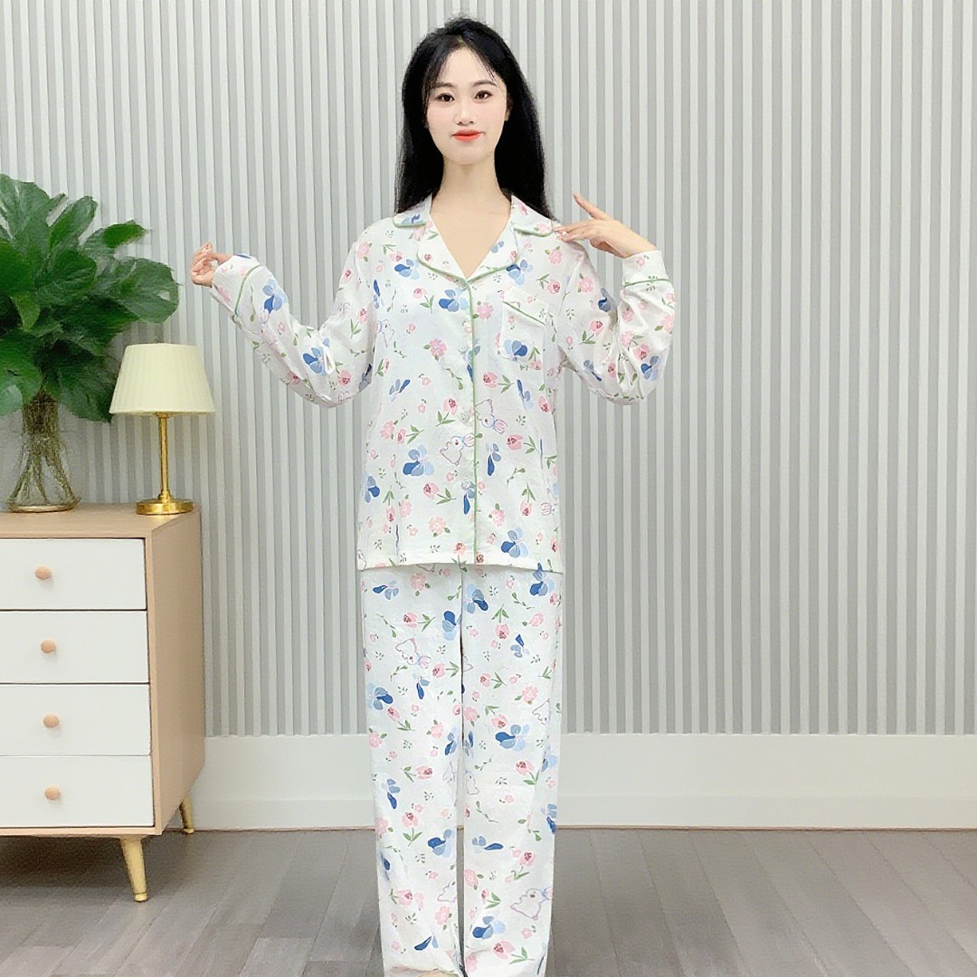 女士睡衣2025新款春秋季长袖云朵棉不带胸垫家居服套装可外穿Y170