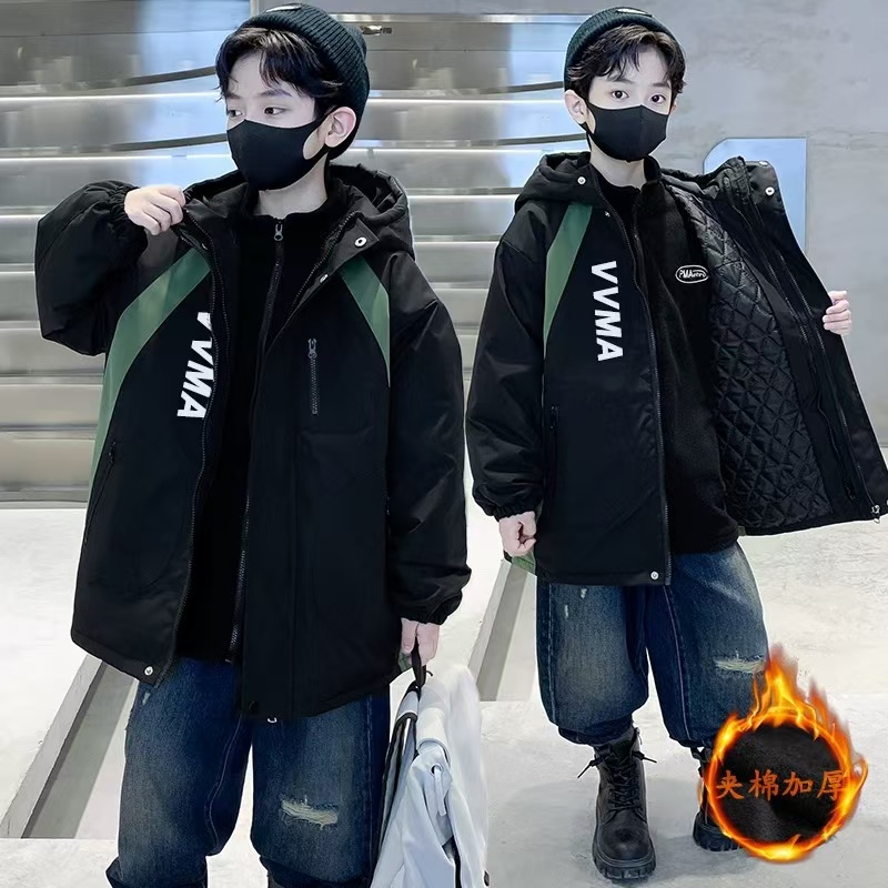 男童冲锋衣三合一可拆卸2025新款中大儿童装秋冬夹棉加厚男孩外套