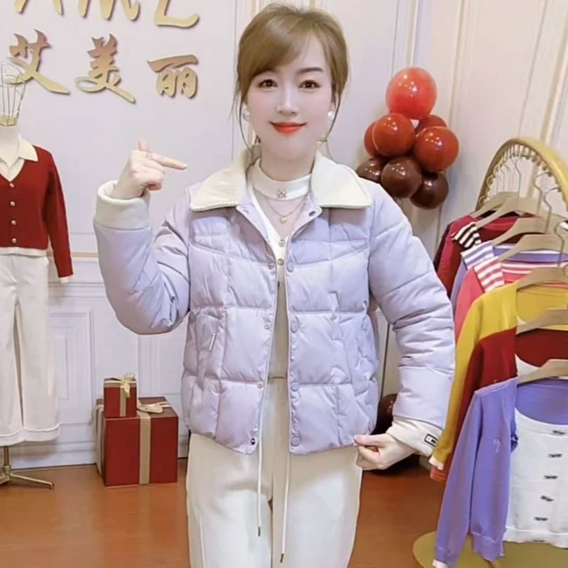 羽绒棉服外套女2025冬季新款时髦洋气小个子短款翻领气质保暖棉袄