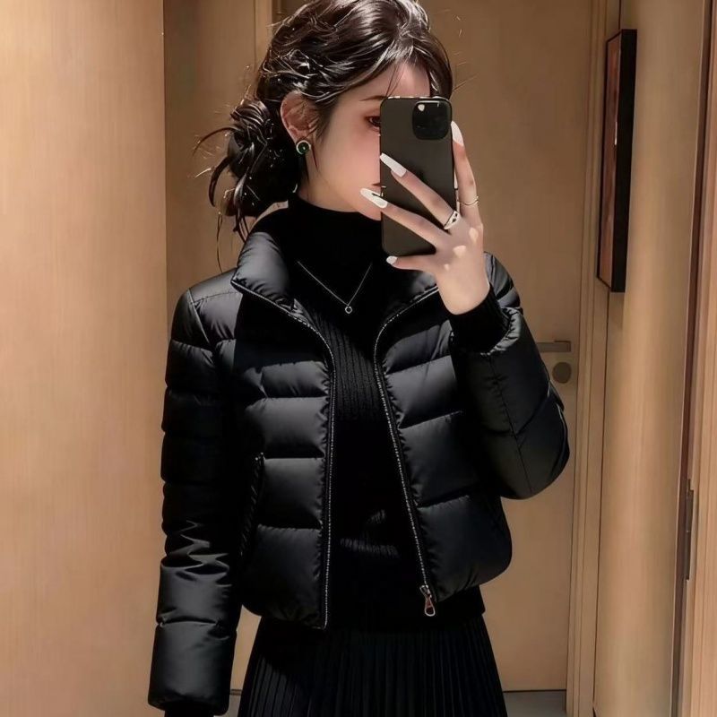 2025冬季新款黑色短款加厚棉服女立领显瘦保暖修身外套时尚洋气