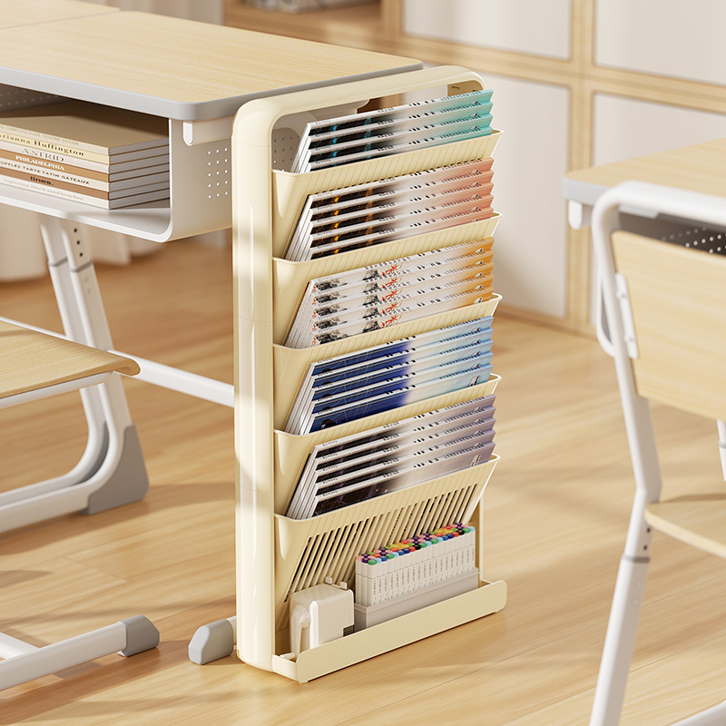 deHub桌边书本收纳架学生教室书桌可移动学习放书落地书本收纳架