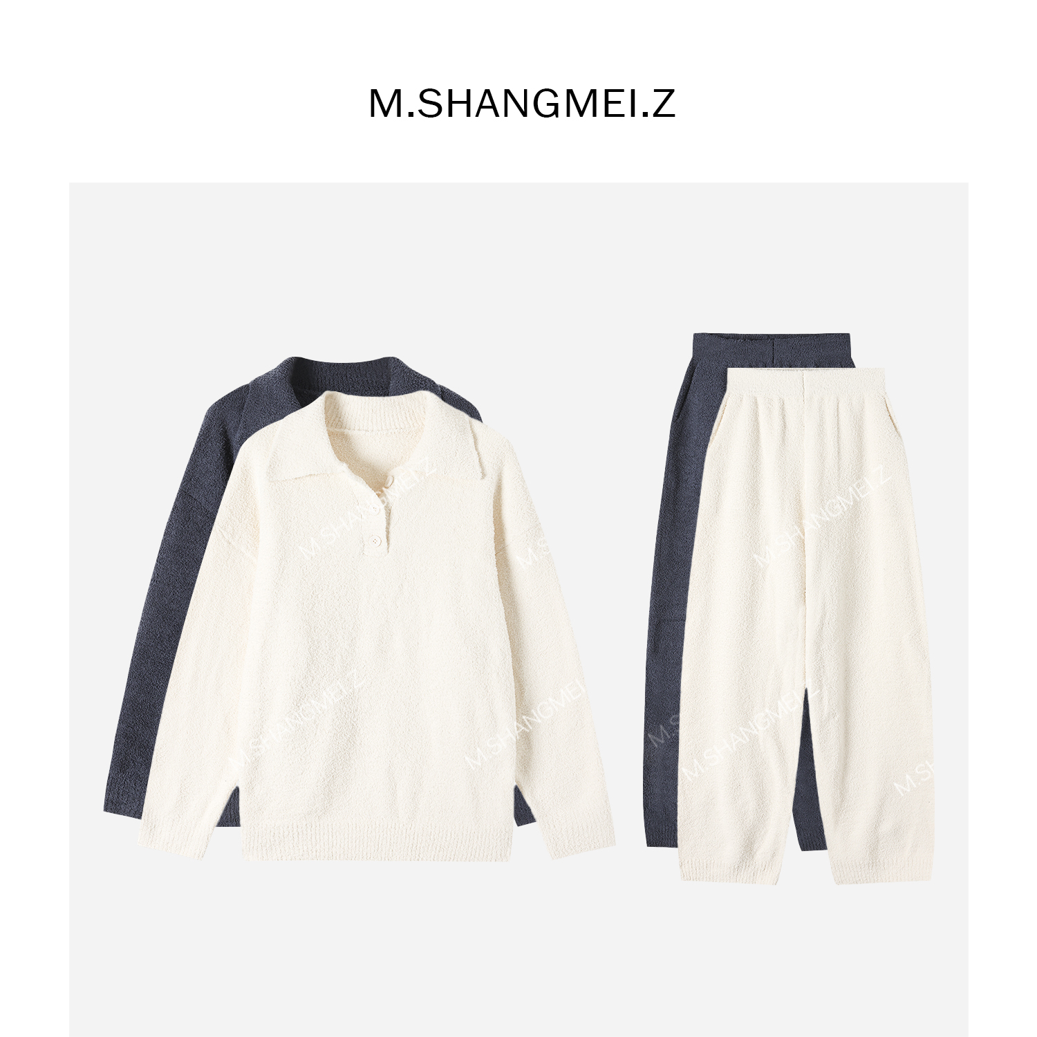 M.SHANGMEI.Z/沐熙美大哥舒适保暖毛绒情侣时尚女款套装X113256