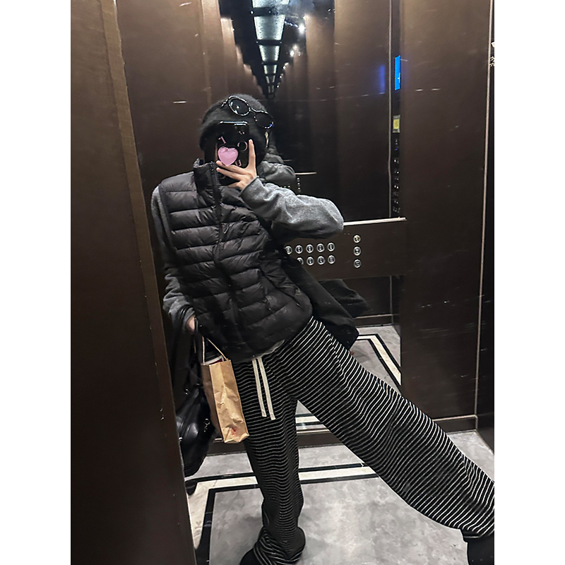 黑色排骨棉衣马甲男款冬季美式叠穿无袖坎肩cleanfit立领棉服外套