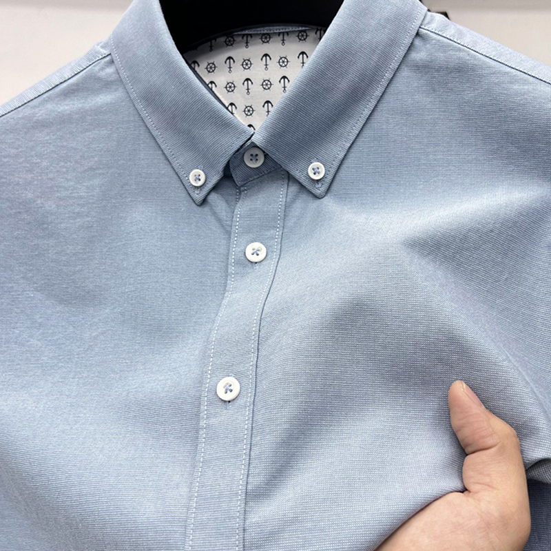Zero Degree North高品质纯色长袖男士衬衫纽扣领春秋休闲衬衣