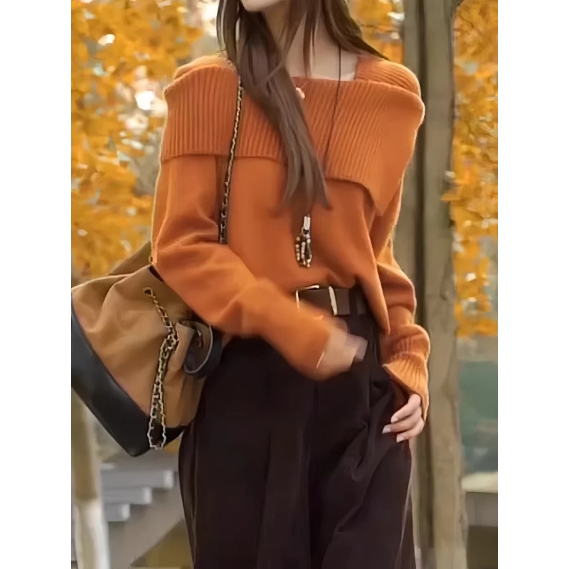 温柔慵懒风气质针织衫女装秋冬大码胖MM显瘦小众设计高级长袖毛衣
