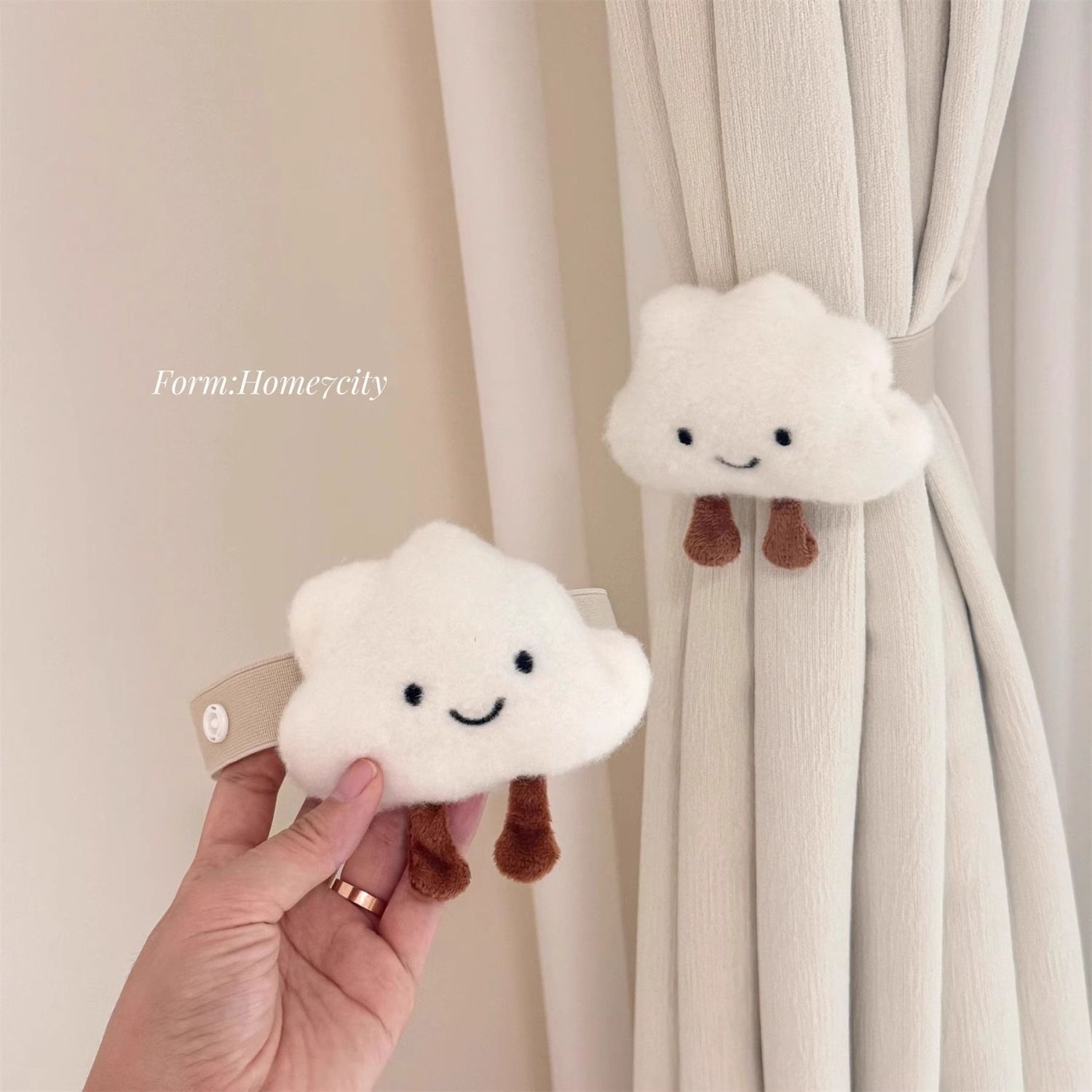可爱云朵窗帘绑带卧室帘子装饰环扣弹力带绑绳儿童房客厅家居好物